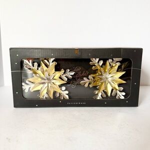 NEW Pottery Barn Christmas String Lights – Gold & Silver LED “White Snowflakes”